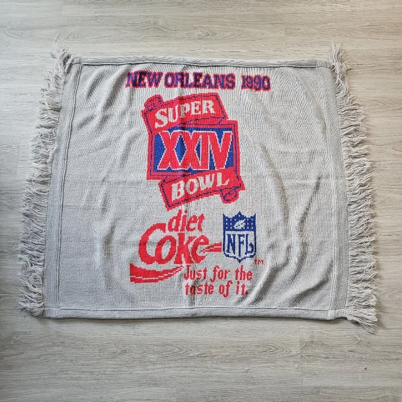 Vintage 1990 New Orleans Super Bowl XXIV NFL Denver Broncos Vs. 49ers Knit Throw